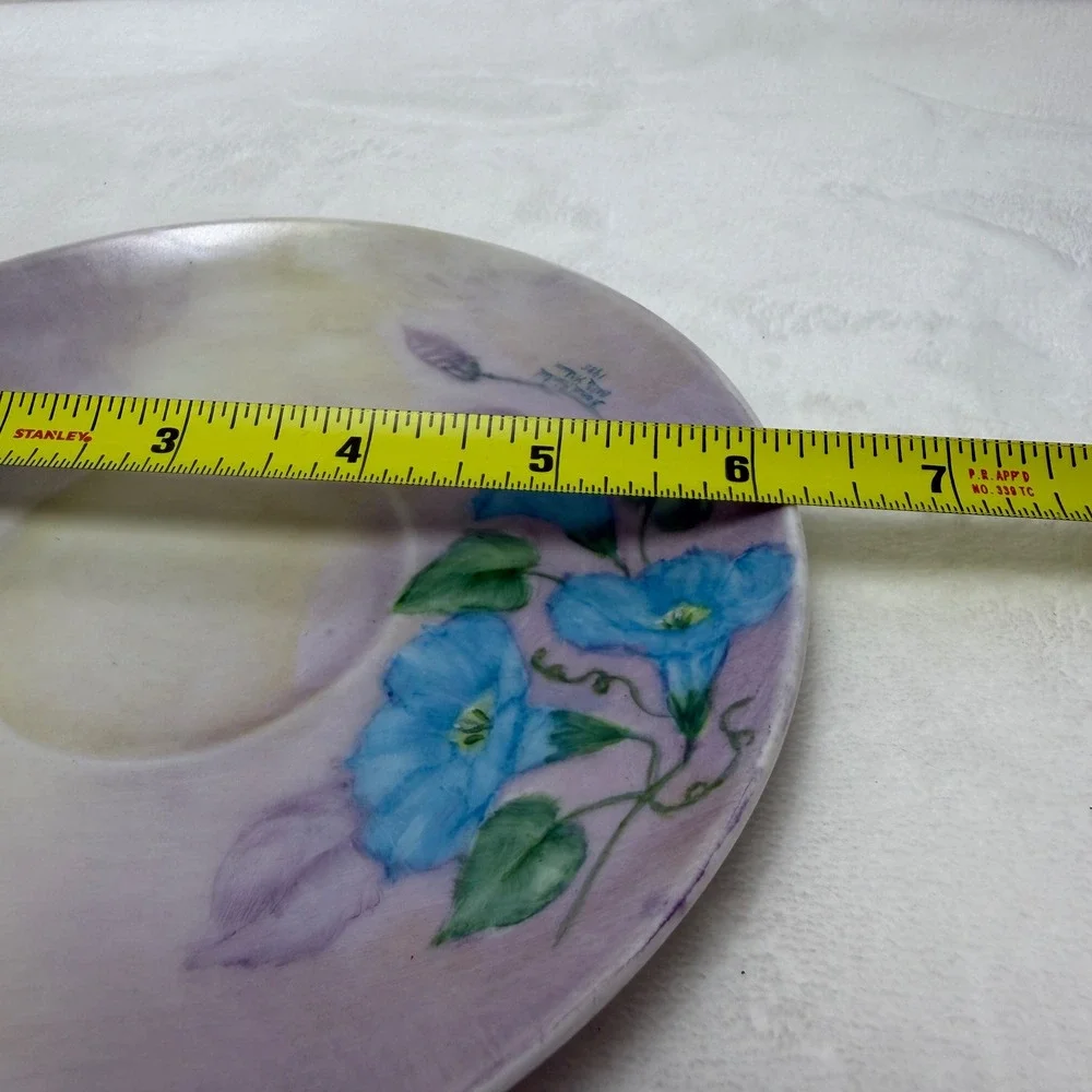 Belle Wilson Hand Painted Violet Floral Porcelain Saucers Set‎ of 4 1985 Vintage